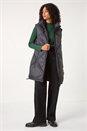 Black Longline Quilted Hooded Gilet , Image 2 of 6