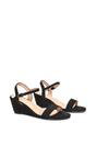 Black XY LONDON Black 'Alissa' Low Wedge Heel Sandals With Ankle Strap, Image 3 of 5