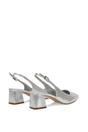 Silver XY London Silver 'Virelai' Shimmer Low Block Heels With Slingback, Image 4 of 6