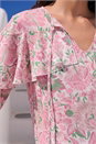 Pink Floral Print Tie Front Top, Image 4 of 4