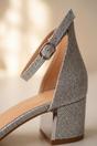Silver iKrush Silver Bella Womens Glitter Block Heel Sandals, Image 4 of 7