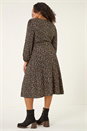 Black Curve Spot Twist Stretch Dress, Image 3 of 5