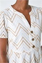 Cream  Zig-Zag Embroidered Cotton Tunic Dress, Image 5 of 7