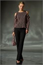 Pink Shimmer Cold Shoulder Plisse Top, Image 1 of 6