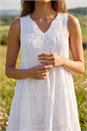 White Cotton Trim Detail Smock Dress, Image 4 of 4