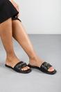 Black 'Natalie' Sliders With Geometric Strap, Image 5 of 5