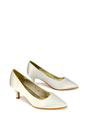 Ivory XY LONDON Ivory 'Gwyneth' Pointed Toe Mid Stiletto Kitten Heel Court Shoes, Image 4 of 4