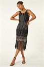 Black Embellished Flapper Dress, Image 1 of 5