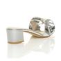 Silver Mid Block Heel Diamante Bow Mules Sandals, Image 4 of 8