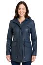 Blue Leather Hooded Parka Jacket-Cairns, Image 1 of 6