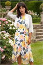 Ivory  3/4 Sleeve Ruched Hem Chiffon Bolero, Image 2 of 4