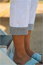 White Contrast Detail Cropped Stretch Trouser, Image 4 of 4