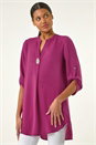 MAGENTA Button Up Detail Longline Blouse, Image 4 of 5