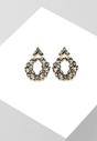 Black Leaf-shaped round Crystals Drop Earrings, Image 4 of 5