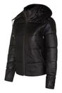 Black Womens Puffer Leather Bomber Jacket-Ajax, Image 6 of 6