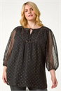 Gold Curve Tie Neck Metallic Top, Image 4 of 7