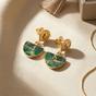Gold Statement Emerald May Birthstone Hammered Earrings, Image 1 of 4