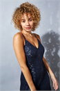 Navy  Sequin Maxi Gown, Image 4 of 4