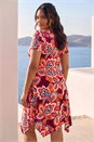 Red Curve Floral Print Twist Front Dress, Image 2 of 4