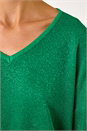 Green V-Neckline Sparkle Knit Jumper, Image 5 of 5