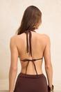 Brown Tunnel Detail Halterneck Triangle Bikini Top, Image 4 of 4