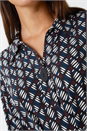 Teal Geometric Print Midi Stretch Dress, Image 5 of 5
