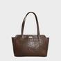 Tan 'JUDITH' Croc Real Leather Shoulder Bag, Image 1 of 4
