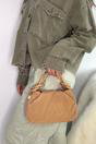 Tan Woven Mini Bag With Handle and Body Strap, Image 1 of 4