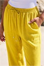 Ochre Cropped Linen Blend Trouser, Image 4 of 4