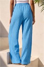 Blue Dusk Textured Wide Leg Stretch Trouser, Image 3 of 5