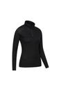 Black Merino Wool Zip Neck Thermal Top, Image 3 of 4