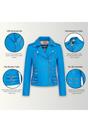 Blue Leather Brando Biker Jacket-Loddon, Image 3 of 5