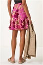 Fuchsia Floral Print Short A-Line Skirt, Image 5 of 5
