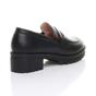 Black AJVANI Black Flat Chunky Heeled Penny Loafers, Image 4 of 5