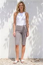 Taupe Elastic Waist Knee Length Stretch Shorts, Image 2 of 4