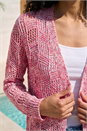 Pink Tape Knit Cotton Blend Cardigan, Image 4 of 4