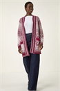 Red Jacquard Knit Cardigan, Image 2 of 5
