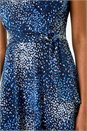 Navy  Abstract Wrap Detail Stretch Dress, Image 5 of 5
