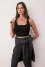Black WOVCOR Black Square Neck Longline Scuba Sports Bra, Image 1 of 3