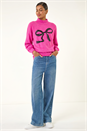 Pink Sparkly Bow Knit Jumper, Image 2 of 5