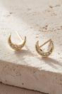 Gold Sterling Silver CZ Crescent Moon Studs, Image 1 of 3