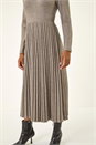 Grey High Neck Pleated Midi Dress, Image 5 of 5