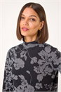 Black Printed Side Split Tunic Top, Image 4 of 5