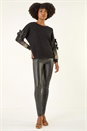 Black Sequin Bow Sleeve Knit Jumper, Image 2 of 5