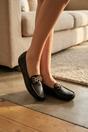 Black iKrush Black Olivia Womens Rhinestone Chain Loafers, Image 4 of 8