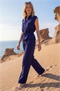 Navy Crepe Elasticated Waist Trouser, Image 1 of 4