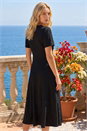 Black Textured Wrap Bodice Midi Dress, Image 3 of 4