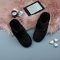 Black AJVANI Black Faux Fur Lined Slip On Memory Foam Mules Slippers, Image 3 of 5