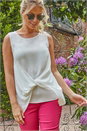 Ivory  Sleeveless Twist Front Top, Image 2 of 5
