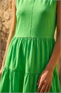 Green Cotton Tiered Stretch Dress, Image 4 of 4